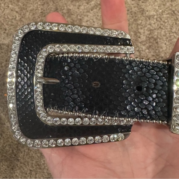 Christine Alexander XL Rhinestone Western Belt – Black Genuine Leather - Picture 7 of 7